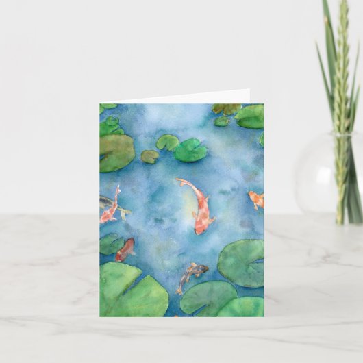 Koi Fish Pond watercolor サンキューカード (正面)