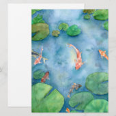 Koi Fish Pond watercolor シーズンカード (正面/裏面)