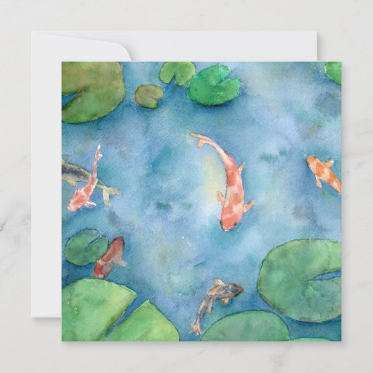 Koi Fish Pond watercolor シーズンカード (正面)