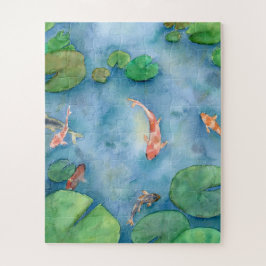Koi Fish Pond watercolor ジグソーパズル