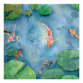 Koi Fish Pond watercolor ポスター (正面)