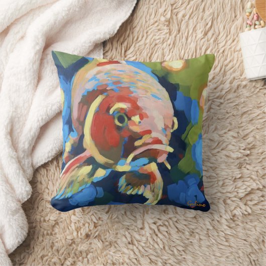 Koi Fish/ Striped Fish Painting - Ocean Life Decor クッション (ブランケット)