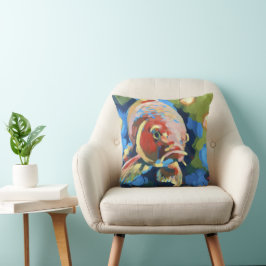 Koi Fish/ Striped Fish Painting - Ocean Life Decor クッション