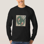 Koi fish swimming in pond with cherry blossom flow tシャツ (正面)