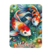 Koi Fish Whimsical Watercolor Personalized マグネット (縦)