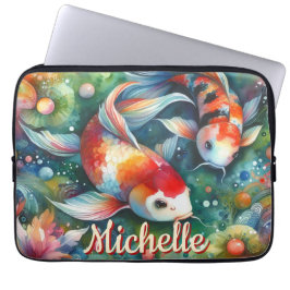 Koi Fish Whimsical Watercolor Personalized ラップトップスリーブ