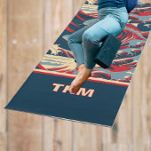 Koi Fish with Red Blue Great Wave Monogram ヨガマット