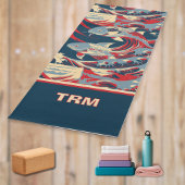 Koi Fish with Red Blue Great Wave Monogram ヨガマット