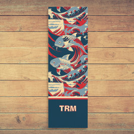 Koi Fish with Red Blue Great Wave Monogram ヨガマット