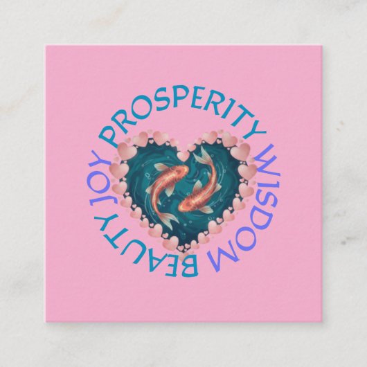Koi good fortune pink and turquoise  エンクロージャーカード (正面)