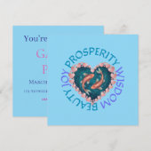 Koi good fortune pink and turquoise  招待状 (正面/裏面)