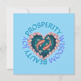 Koi good fortune pink and turquoise  招待状