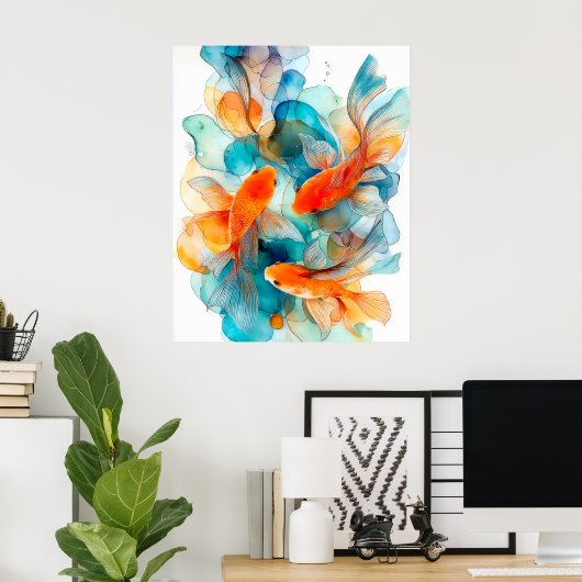 Koi in Flow ポスター (ホームオフィス)