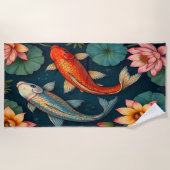 Koi Pair ビーチタオル (正面)