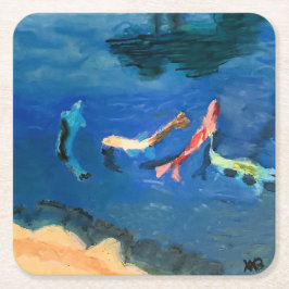 Koi Pond スクエアペーパーコースター