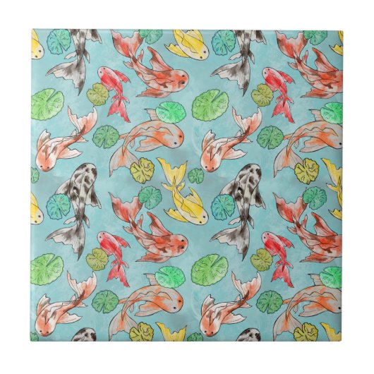 Koi pond acuarelas タイル (正面)