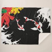 Koi Pond - black - Japanese Design Blanket シェルパブランケット (正面(横))