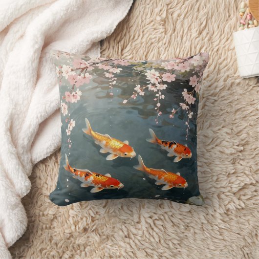 Koi Pond Cherry Blossom Serenity クッション (ブランケット)