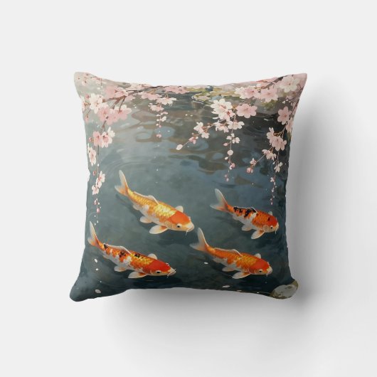 Koi Pond Cherry Blossom Serenity クッション (裏面)