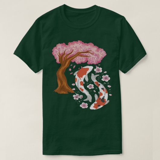 Koi Sakura Tree Japanese Koi Carp Cherry Blossom N Tシャツ (デザイン正面)