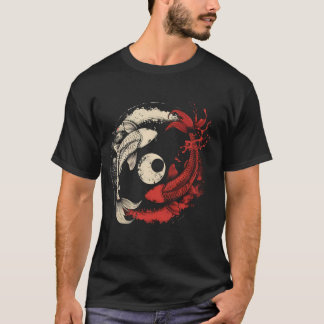 Koi Yin Yang Koi Fish Japanese Koi Carp Fish Asian Tシャツ
