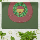 Kokeshiのクリスマスのリース キッチンタオル (折り畳み)
