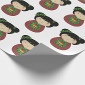 Kokeshiのクリスマスのリース ラッピングペーパー (角)