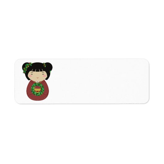 Kokeshiのクリスマスのリース ラベル (正面)