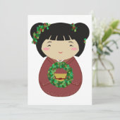 Kokeshiのクリスマスのリース 招待状 (スタンド正面)