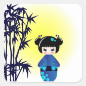 Kokeshiの人形およびタケ スクエアシール (正面)