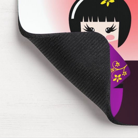 Kokeshiの人形および日本の寺院 マウスパッド (コーナー)