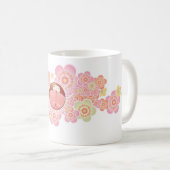 Kokeshiの人形が付いている美しい日本様式のマグ コーヒーマグカップ (正面右)