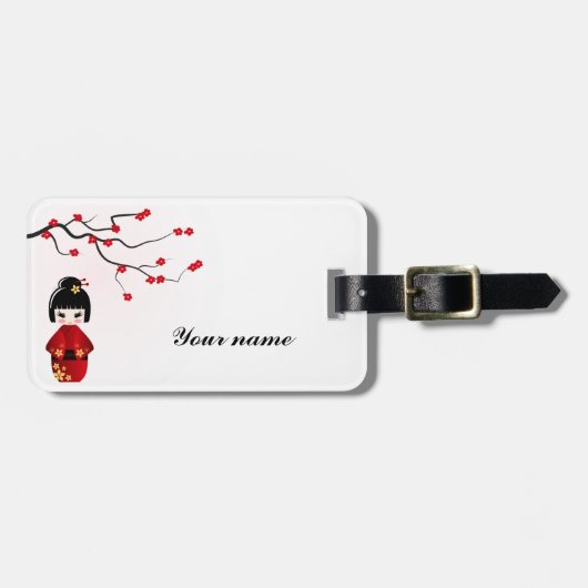 Kokeshiの人形の荷物のラベル ラゲッジタグ (正面横)