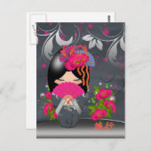 Kokeshiの人形の"旅行"の郵便はがき ポストカード (正面/裏面)