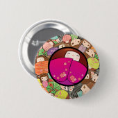 Kokeshiの人形ボタン 缶バッジ (正面&裏面)