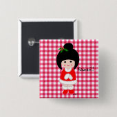 Kokeshiの女の子のクリスマス 缶バッジ (正面&裏面)