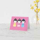 Kokeshiの女の子 カード (黄色い花)