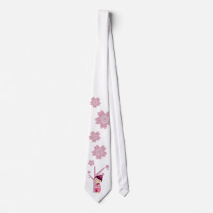 Kokeshiの桜のタイ ネクタイ