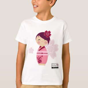 Kokeshiの桜の子供のティー Tシャツ