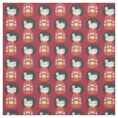 Kokeshiの赤い人形 ファブリック (見本)