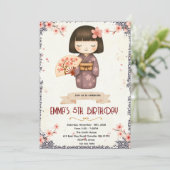 Kokeshi Doll birthday party invitation 招待状 (スタンド正面)