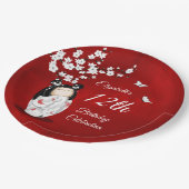 Kokeshi Doll Cherry Blossom | Girl´s Birthday ペーパープレート (アングル)