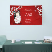 Kokeshi Doll Cherry Blossom Red | Girl´s Birthday 横断幕 (トレードショー)