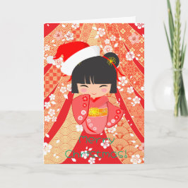 Kokeshi Doll Christmas Card カード