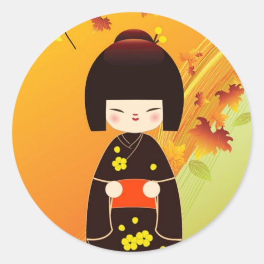 Kokeshi doll sticker ラウンドシール (正面)
