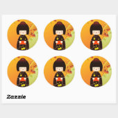 Kokeshi doll sticker ラウンドシール (シート)