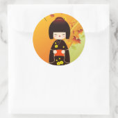 Kokeshi doll sticker ラウンドシール (バッグ)
