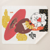 KOKESHI LOVE  Chow dog heart  シェルパブランケット (正面(横))