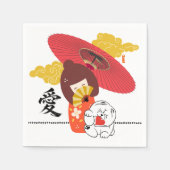 KOKESHI LOVE  Chow dog heart  スタンダードカクテルナプキン (正面)