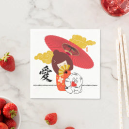 KOKESHI LOVE  Chow dog heart  スタンダードカクテルナプキン